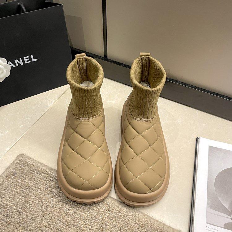 

Женские зимние ботинки на толстой подошве 2024 года, новые зимние утепленные бархатные короткие ботинки, водонепроницаемые и нескользящие, с низким голенищем из хлопка 34 хаки