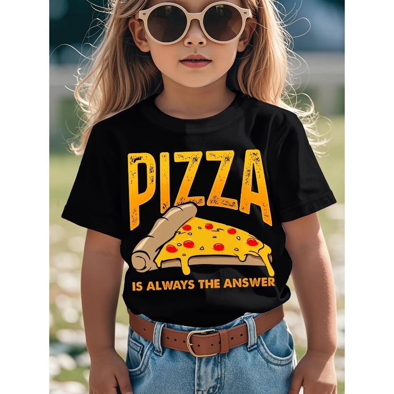 European sizes Funny Pizza Lover Saying T-Shirt for - "PIZZA IS THE ANSWER" Graphic Tee with Pizza Slice Design, Short Sleeve Round Neck Casual Top