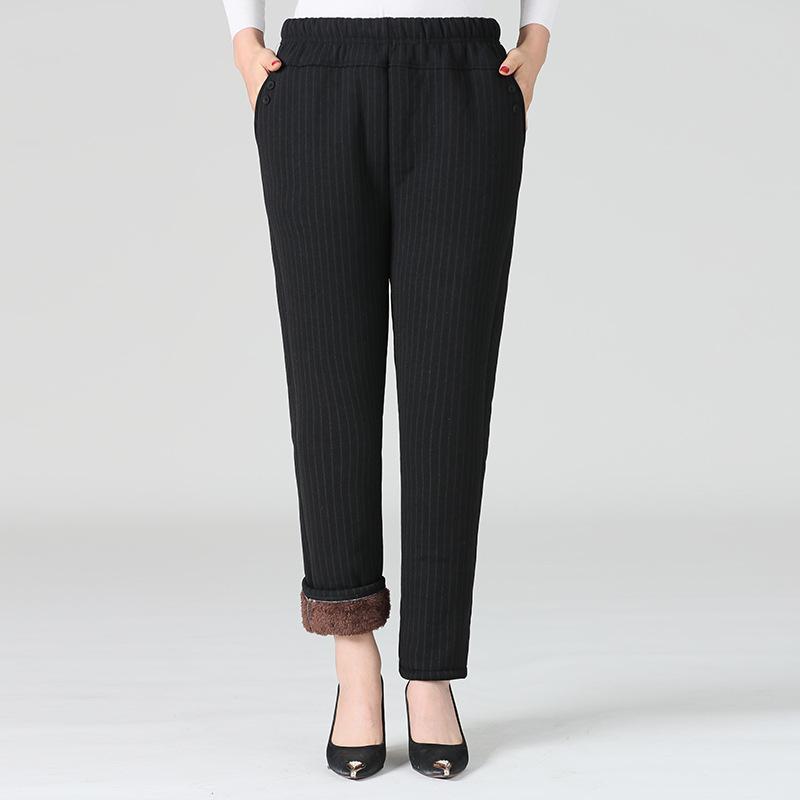 Women's Autumn Winter Plus Size Padded Thickened Pants Warm Comfortable Loose Trousers