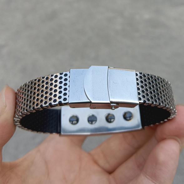European & American Men's Engraved Stainless Steel & PVC Magnetic Bracelet