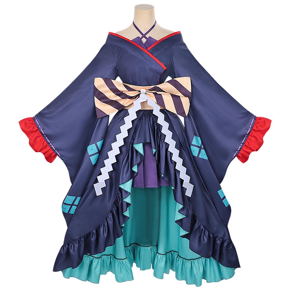 Super Dimension Kaguya-hime Cosplay Costume: Off-the-Shoulder Cherry Blossom Kaguya Moon Viewing Outfit with Wide Sleeves