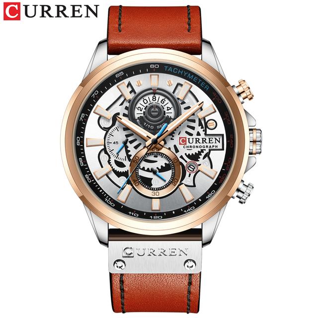 CURREN Watch for Men Top Brand Watches Leather Strap Wristwatch Fashion Chronograph Sport Quartz Clock Male Gift