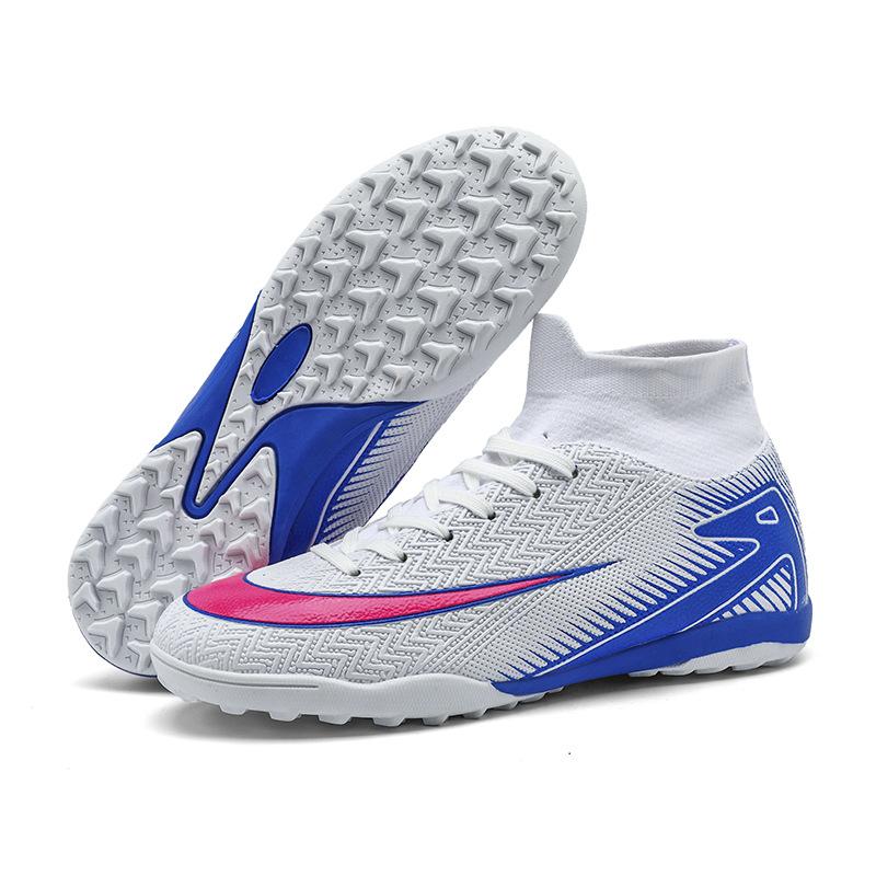 New high-top football shoes, youth and students artificial grass sports training shoes, men's and women's long broken nail sneakers