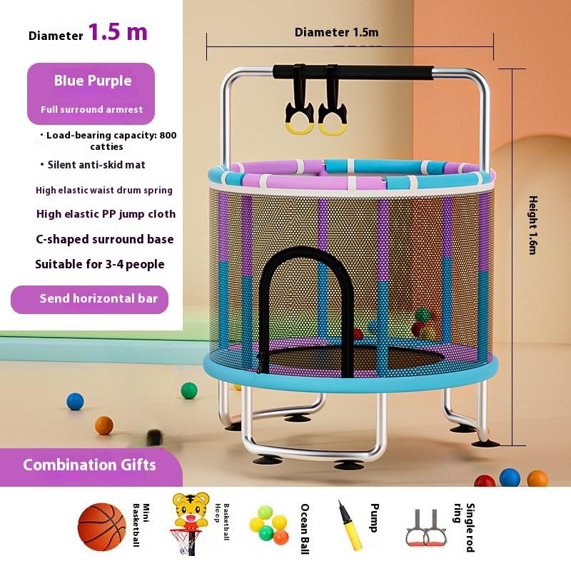 Trampoline Household Children's Indoor Baby Bouncing Bed Children's Toys Abdominal Exercising Band Protecting