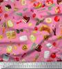 Soimoi Japan Crepe Satin Fabric Fruits,Bread & Donut Food Decor Fabric Printed metre 42 Inch