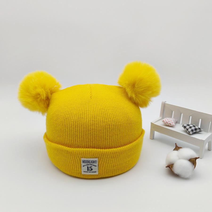 Herbst Winter Baby Warme Gestrickte Hüte Mit Pom Kinder Stricken Beanie Hut Einfarbig Kinder Hut Für Jungen Mädchen Zubehör