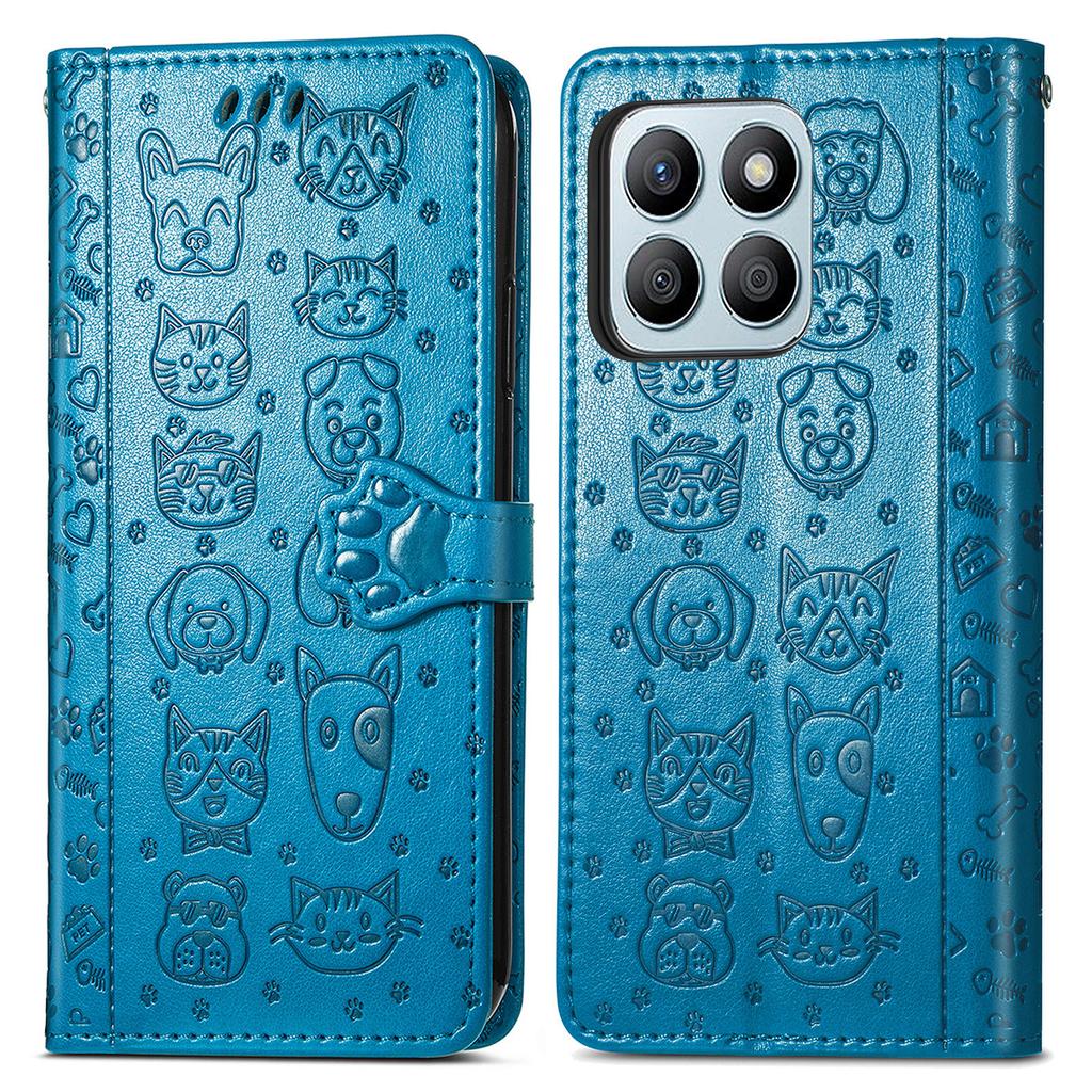 Leather Case For Honor X7c 4G/200 Smart 5G/Play 60 Plus 5G Wallet Flip Phone Cover Cute Cat Dog Pattern