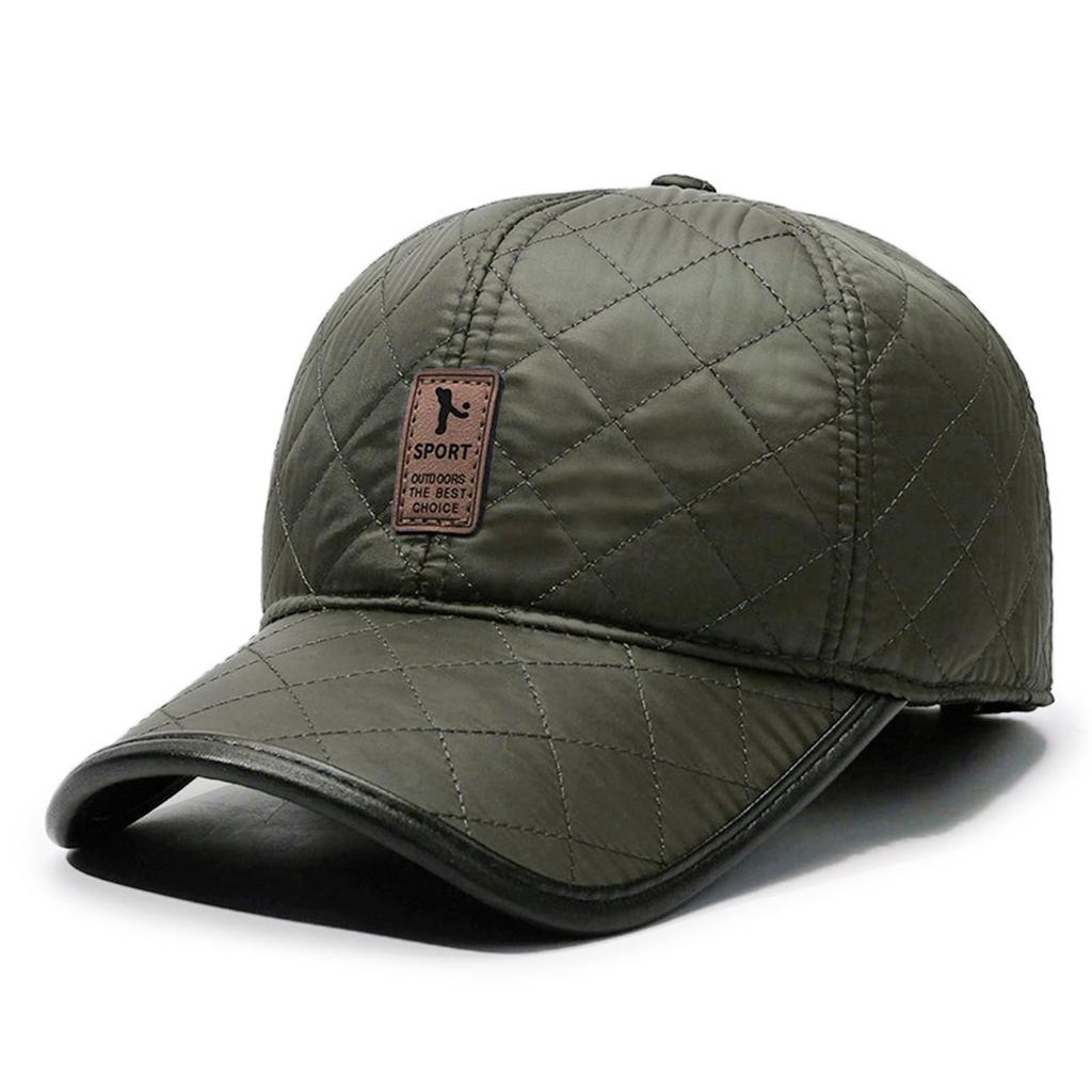 Czapka zimowa męska PU Casual Warm Ear Thick Cap Baseball Cap