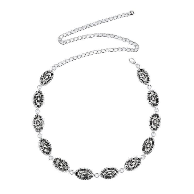 Retro Geometric Ethnic-Style Metal Waist Chain for Women