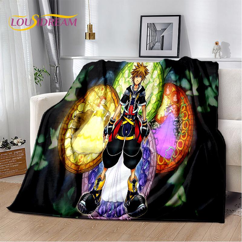 Weiche Plüschdecke mit 3D-Cartoon-Motiv „Kingdom Hearts“, Flanelldecke, Überwurfdecke für Wohnzimmer, Schlafzimmer, Bett, Sofa, Picknick, Kindergeschenk