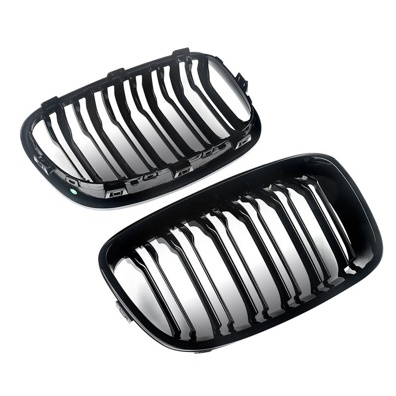 For 2011-2014 BMW F20 F21 1-Series M Look Kidney Grille Grill Gloss Black Twin Bar CAR Accessories QCYZR1