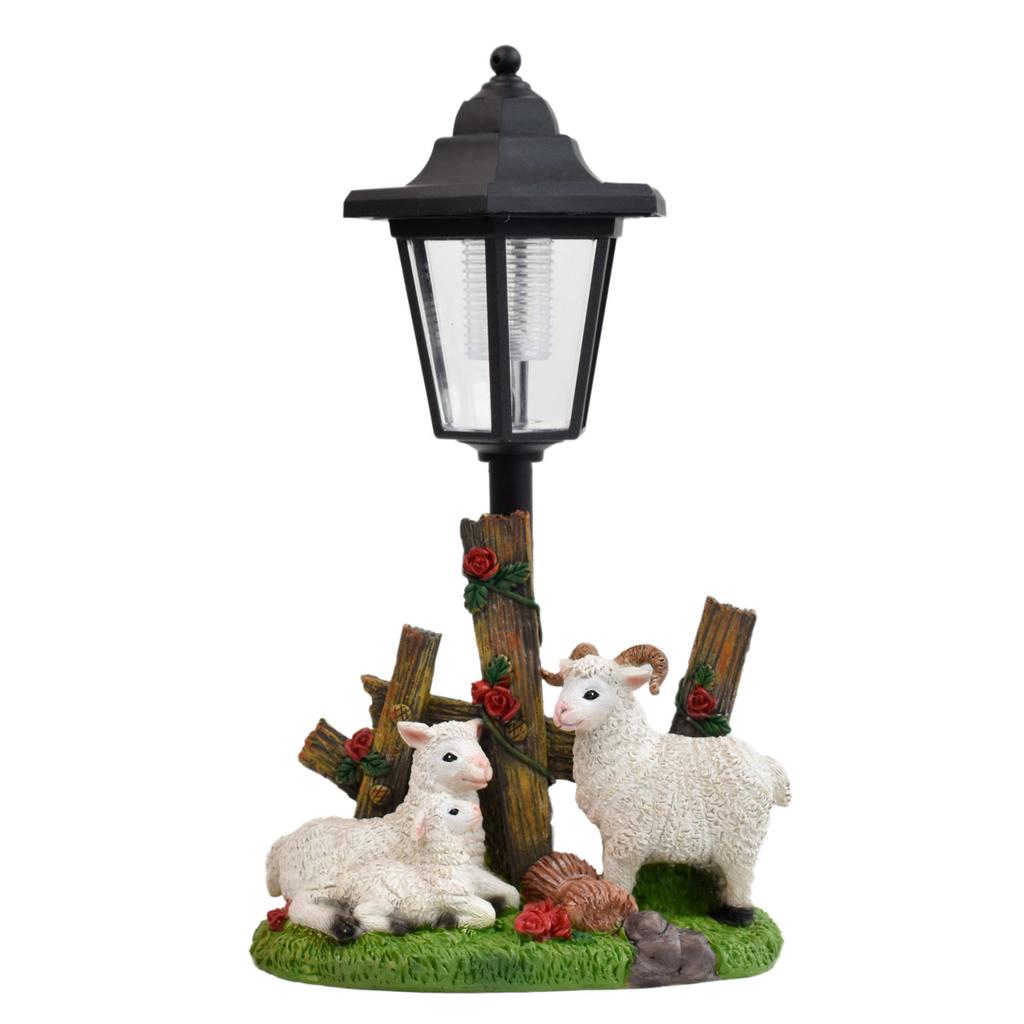 JYL TS/117,Outdoor Simulation Sheep Cow Solar Statue Light Resin Animal Sculpture Night Lamp for Garden
