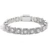 Hot Selling Fashion Hip Hop Jewelry 10mm Wide Bling Iced Out Cubic Zircon Square Tennis Link Chain Bracelet for Men