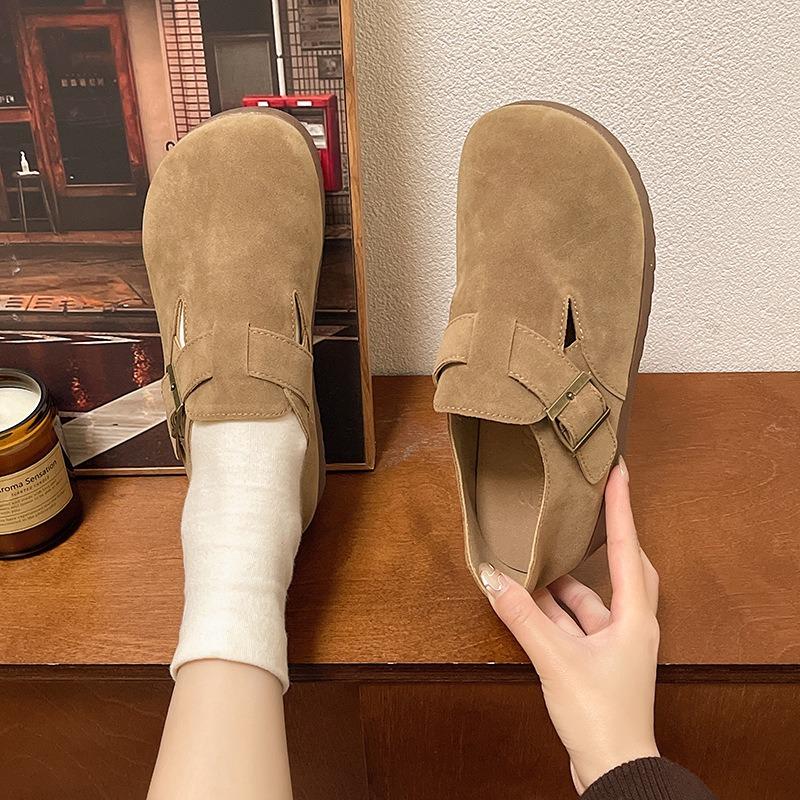 Autumn new ugly cute trendy with retro Boken casual flat single shoes lazy one pedal Doudou shoes woman