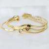 14K Goud Roestvrij Staal Hart Armband met Diamant en Zirkonia in Groen, Wit en Roze