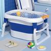 Children's Large Dual-Use Folding Bathtub - Crown Design for Sitting and Lying