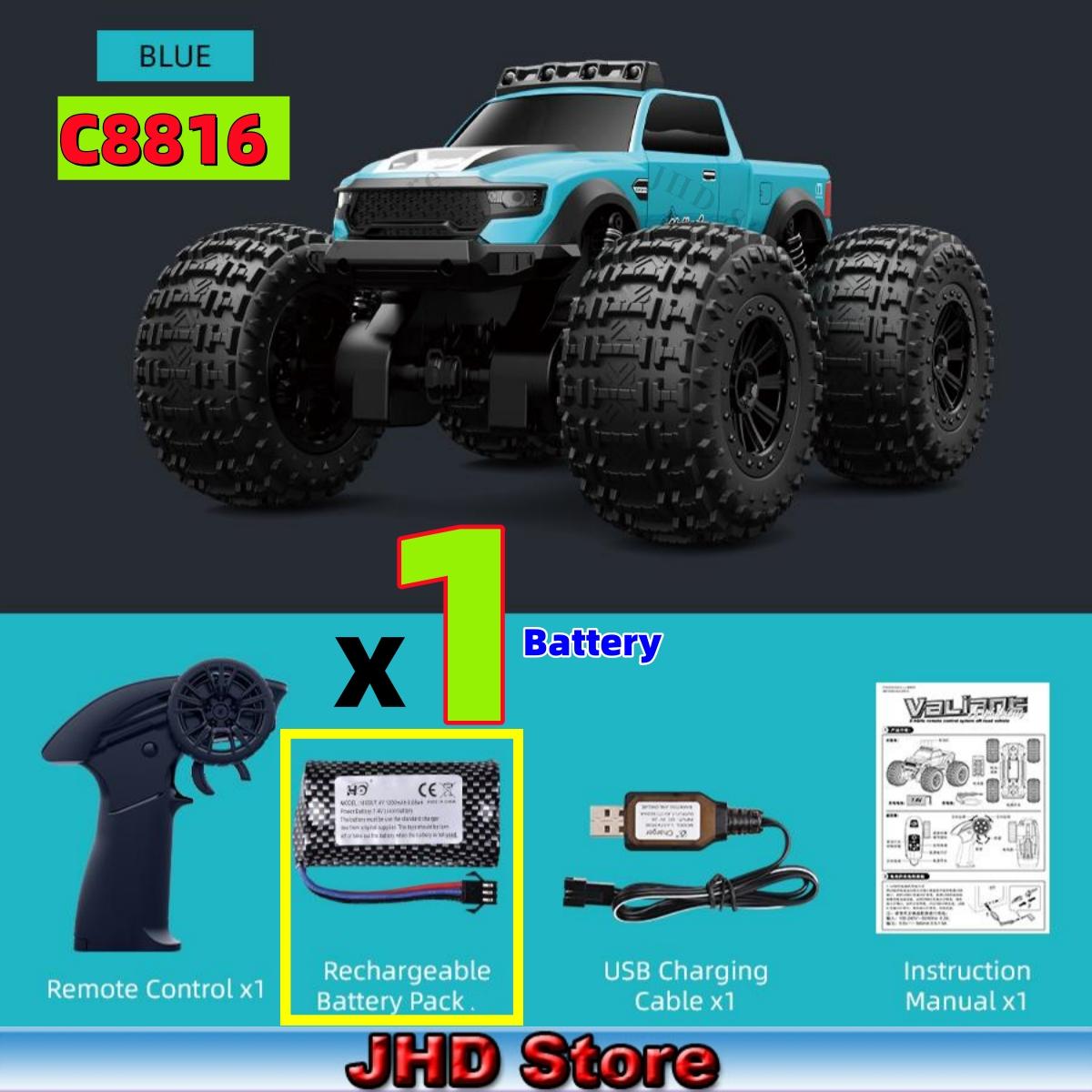 

JHD For 2025 New JJRC C8816 Amphibious RC Car 4WD Off-Road Climbing Monster Truck with LED Light 4-wheeled Bigfoot Buggy C8816