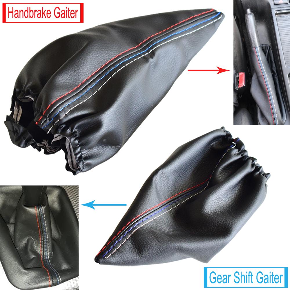 Gear Shift Knob Lever Shifter Collar Gear Shift Boot+Handbrake Gaiter Leather Cover Fit For BMW E46 3 Series E36