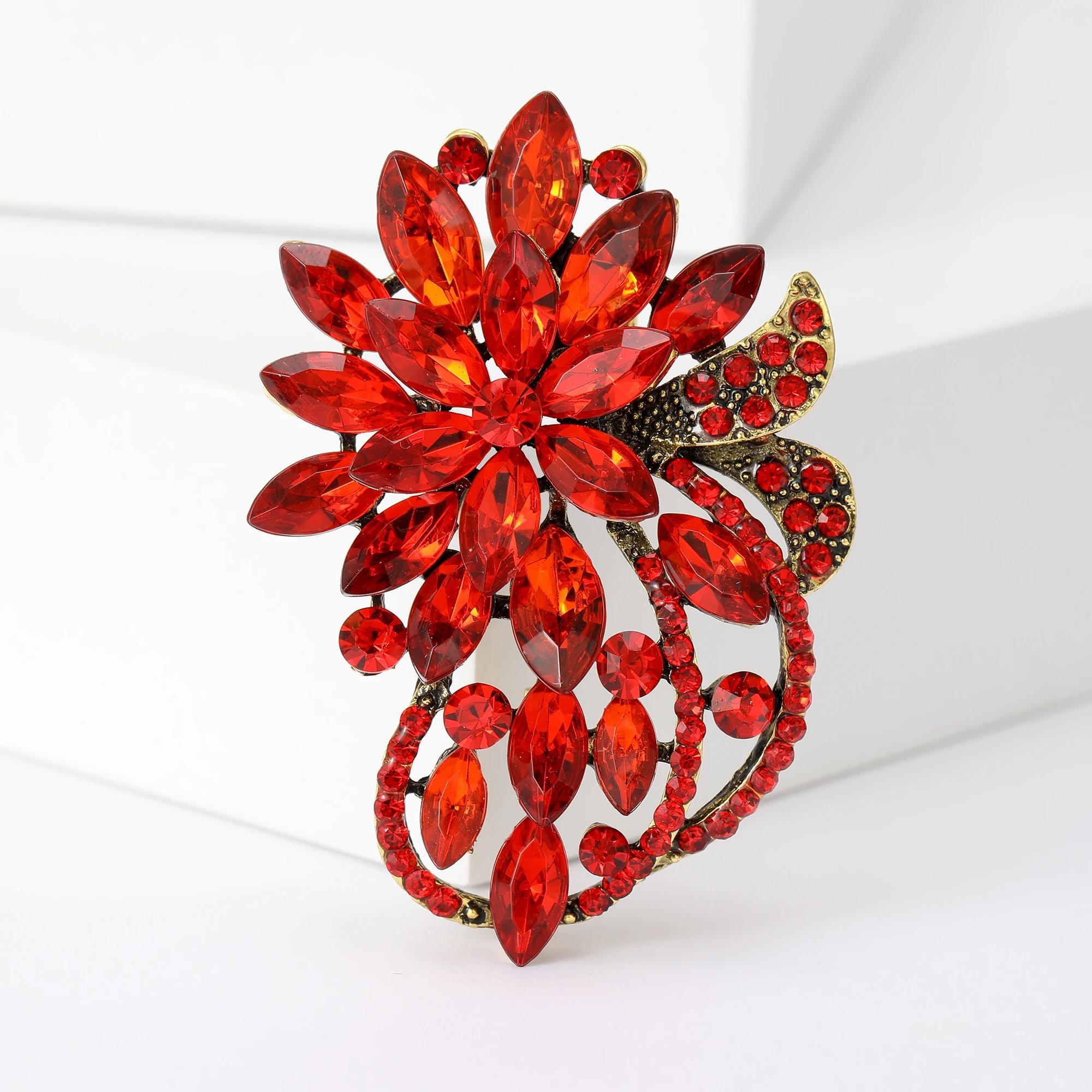 

Цветочная брошь для женщин, модные разноцветные хрустальные очки, булавка для мероприятий, забавные роскошные подарки, украшения для друзей на Новый год red