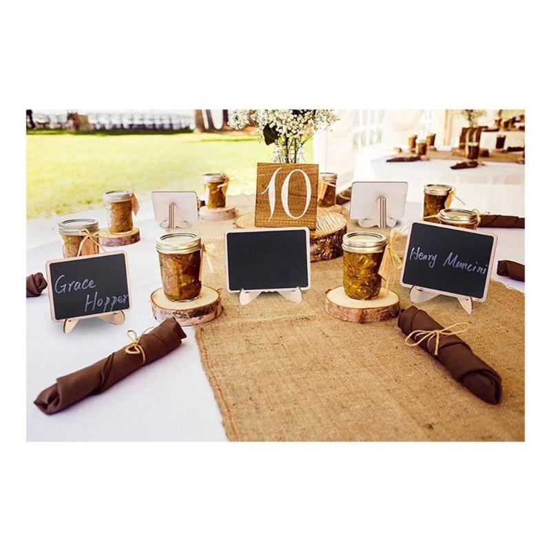 10Pcs Desk Chalkboard Sign with Wood Base Message Board Table Number Food Sign Small Blackboard for Notes Memos Display