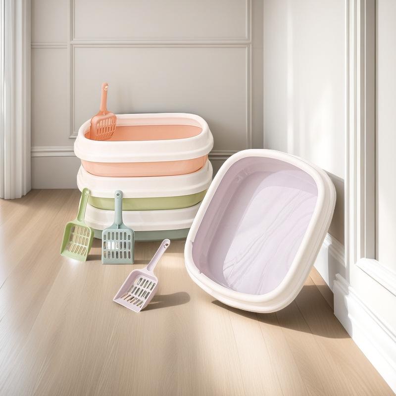 Large Semi-Enclosed Anti-Splash Cat Litter Box with Thickened Corridor Design