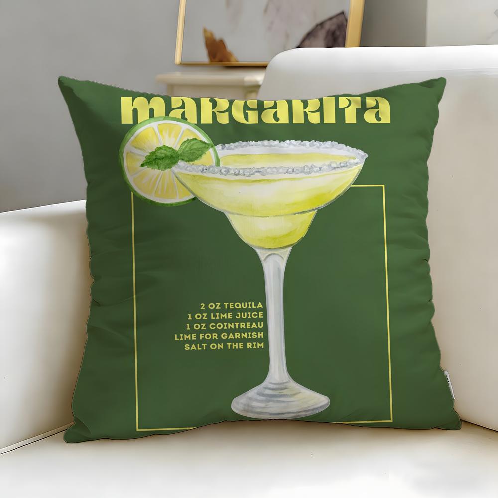 beverage theme Margarita Cocktail Cushion Cover Soft & Easy-Wash Pillow Case – Versatile for Couch, Bed, Travel and Office