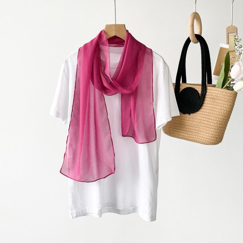 Solid Color Scarf Long Strips for Women Spring and Summer Color European and American Thin Scarf Neck Scarf Hair Strap Hair Strap