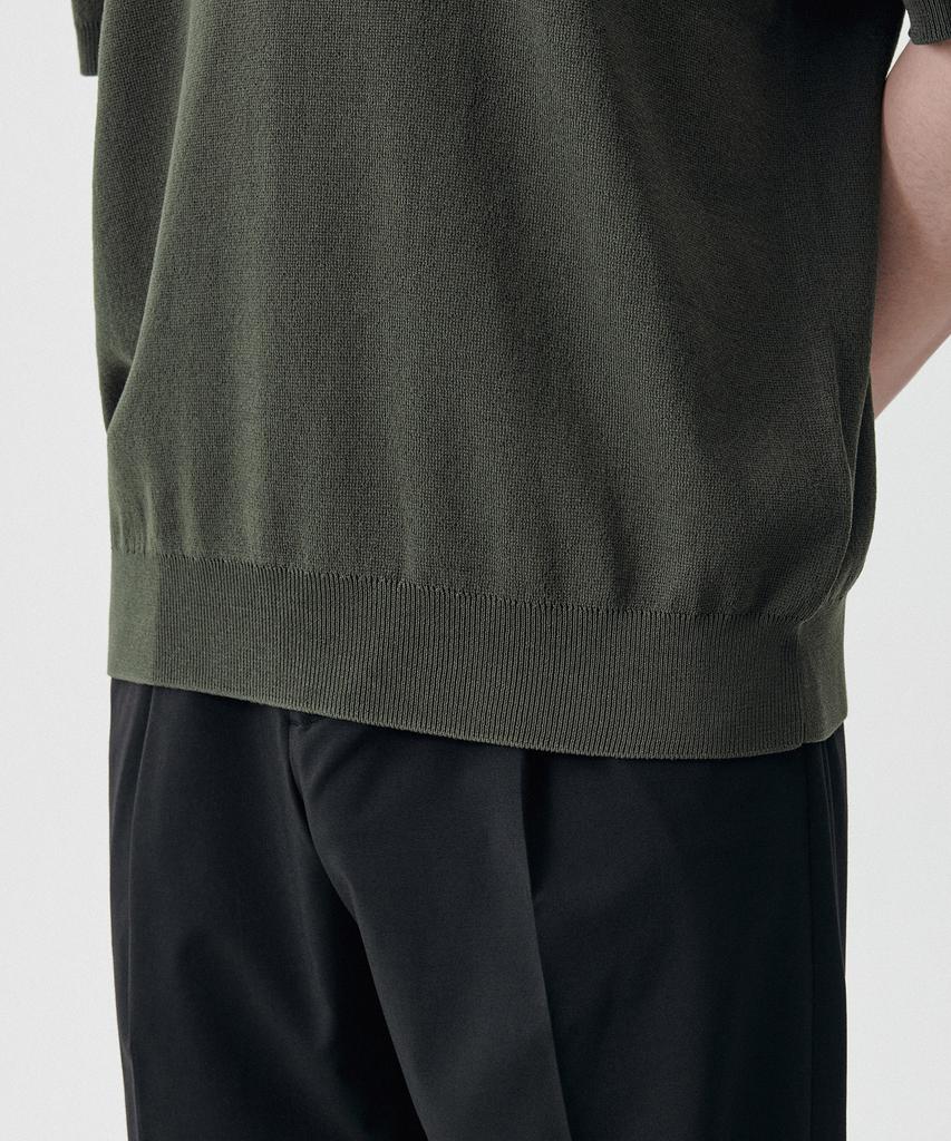 Musinsa Standard Cool Touch Slit Neck Knitted Polo Shirt [Khaki]