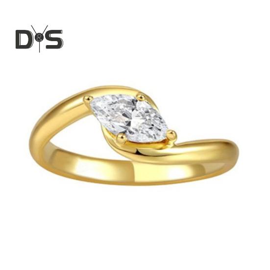 

Женское открытое кольцо регулируемого размера с кубическим цирконием, золотое кольцо с гальваническим покрытием, гладкое витое украшение на палец для вечеринки, поездки на работу, банкета A золотистый