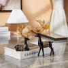 2pcs/Set Deer Statue,Golden Deer Christmas Decor, Elk Resin Reindeer Lucky Deer Sculptures For Work Desk Decor,Modern Home Decor