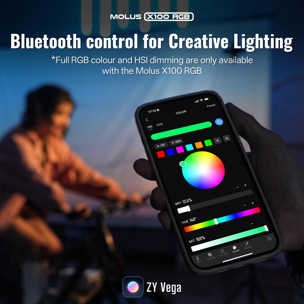 ZHIYUN MOLUS X100 RGB PRO Flagship 100W Video V2 Upgraded Professional Photography Portable Continuous Output Weighs Just Ideal for YouTubers and TV