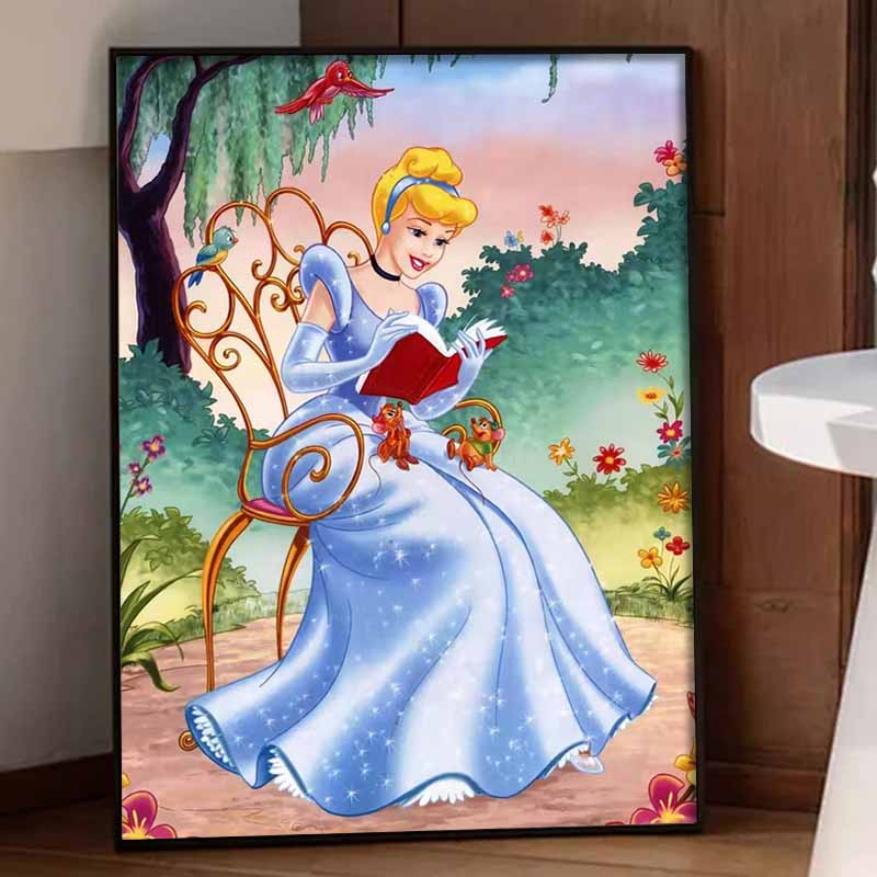 Disney DIY Diamond Painting 5d Cinderella Reading a Book Cross Stitch Diamond Living Room Bedroom Decoration Painting