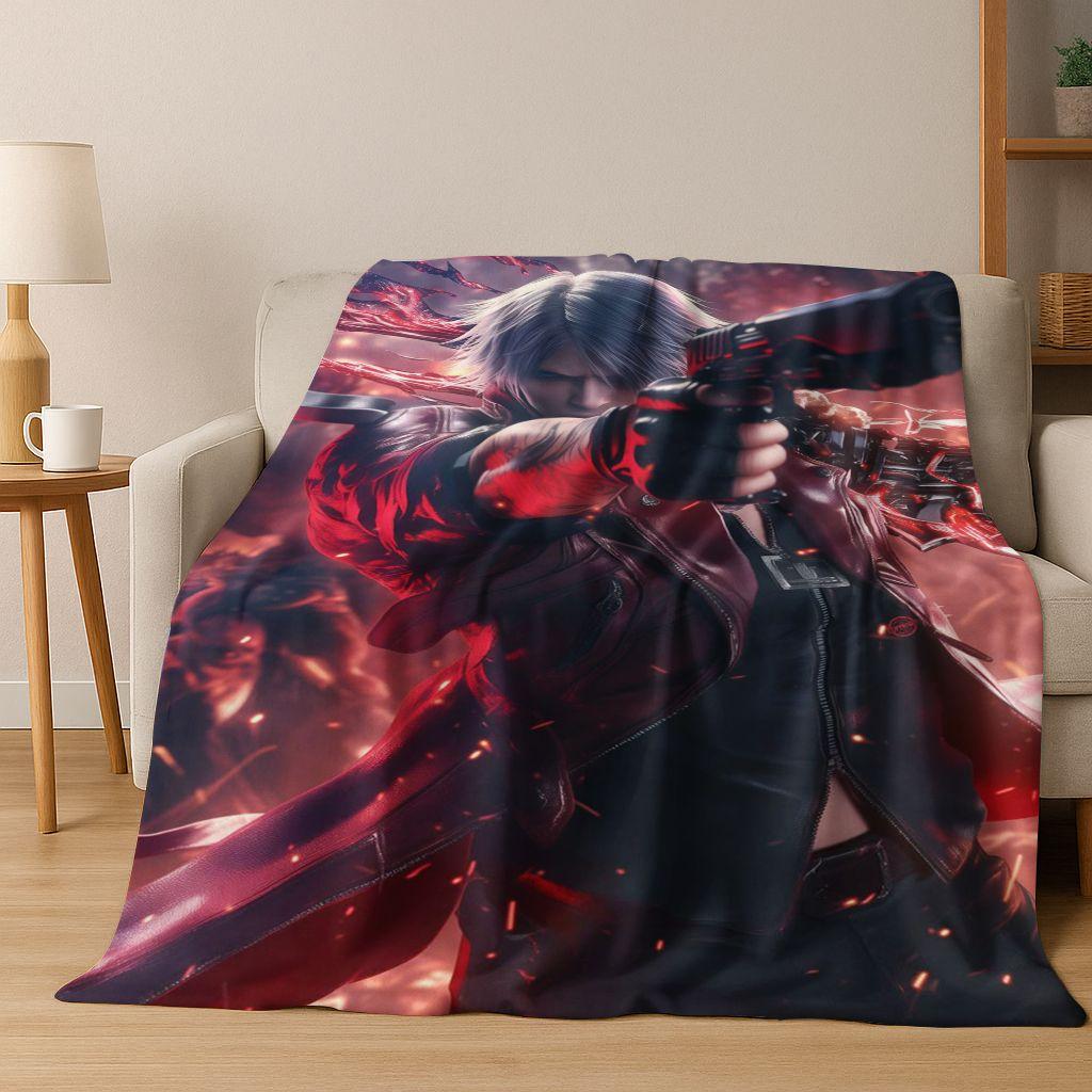 3D D-Devil May Cry DMC Hry Vergil Dante Flanelová deka, Teplá a útulná měkká přehozová deka pro domácí ložnici postel pohovku Dětský dárek