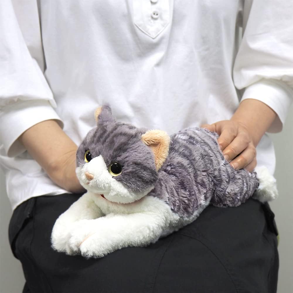Sunlemon Knee Cat Plush Toy White 13x36x15cm Cute Animal Stuffed Cat P-7812
