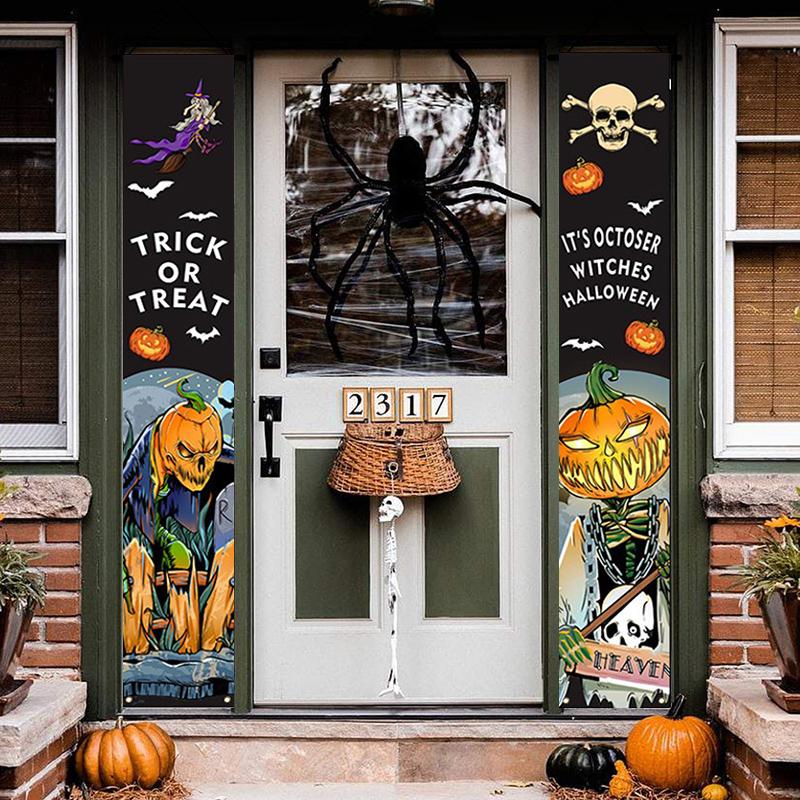 Day of The Dead Decoration Halloween Decoration Outdoor Door Hanging Flags Mexican Party Scary Accessorie Home Decor