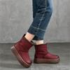 Johnature Genuine Leather Thick Soled Snow Boots Round Toe And Thickened Plush Warm Women's Cotton Boots