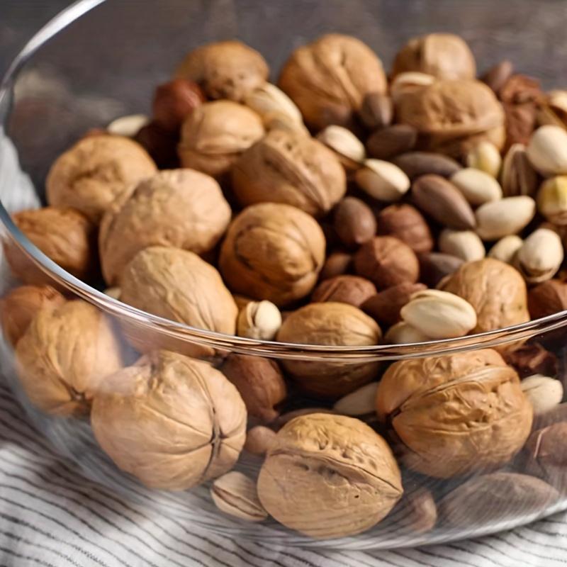 Wooden Trays Glass Bowl Nuts Fruits Food Container Cereals Jar Double Layer Candy Jars with Wooden Lid Home Kitchen Storage Box