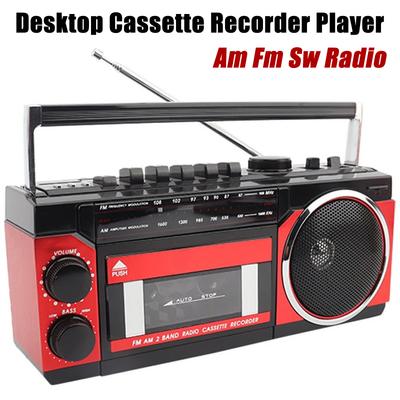 Tragbares Retro-AM/FM/SW-Multiband-Radio, Stereo, kabellos, Bluetooth, Boombox, MP3-Audio, Kassettenrekorder, USB