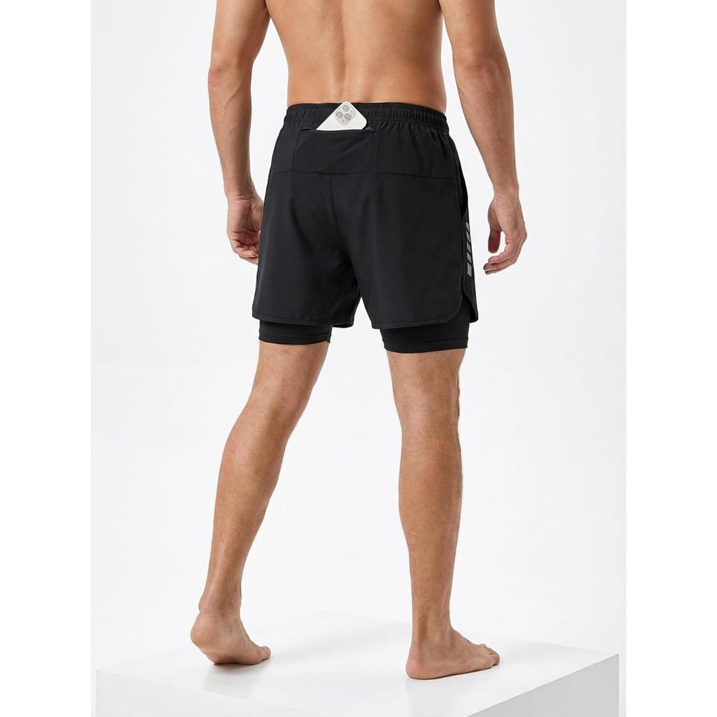 Men's Gym Shorts Quick Dry Athletic Workout Running Shorts with Zip Pockets