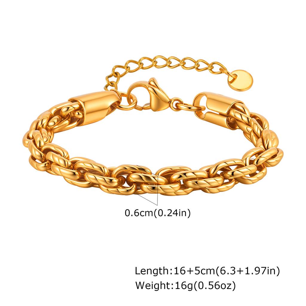 Fashion Personality Women'S Jewelry Stainless Steel Embossed Twist Chain 18 Gold Bracelet 1766