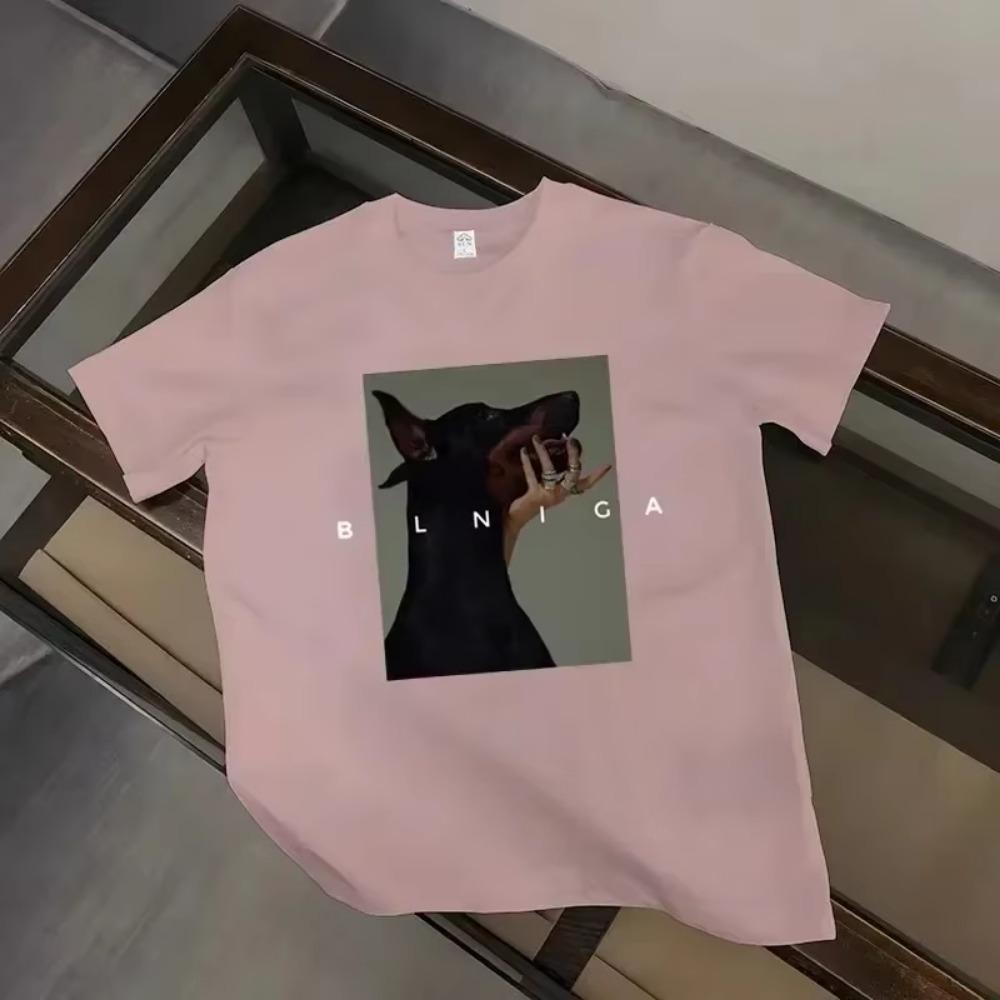 Summer Oversized 100% Cotton T-shirt Harajuku Tshirts Men Clothing Hip Hop T Shirt Women Tops Gothic Doberman Printed Streetwear