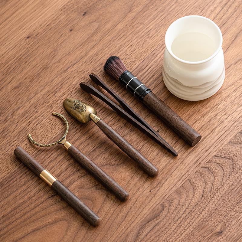 Tang Feng Tea Ceremony Six Gentlemen Set Kung Fu Tea Accories Clete Home High End Bla Ebony 6 Gentlemen Yu Kiln Tea Tube