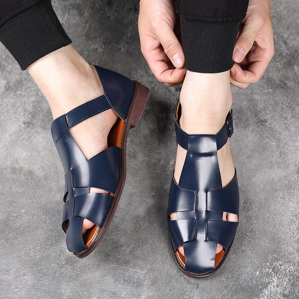 Fashion Summer Men's Fisherman Sandals High-Quality Comfortable Breathable With Cross -Buckle Toe Caps  Are Lightweight And Casual Shoes