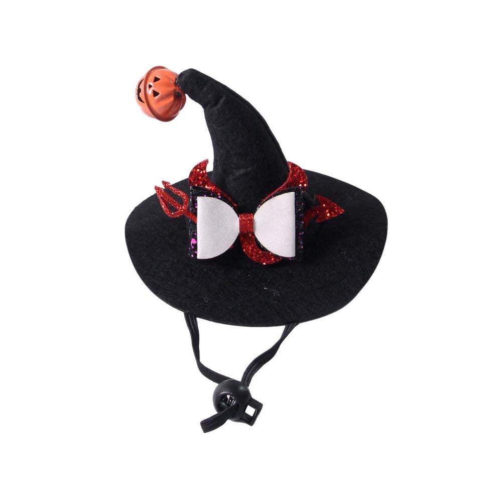 With Bell Cat Wizard Cap Sequin Bowknot Dog Halloween Headwear Pet Witch Hat Festival Carnival