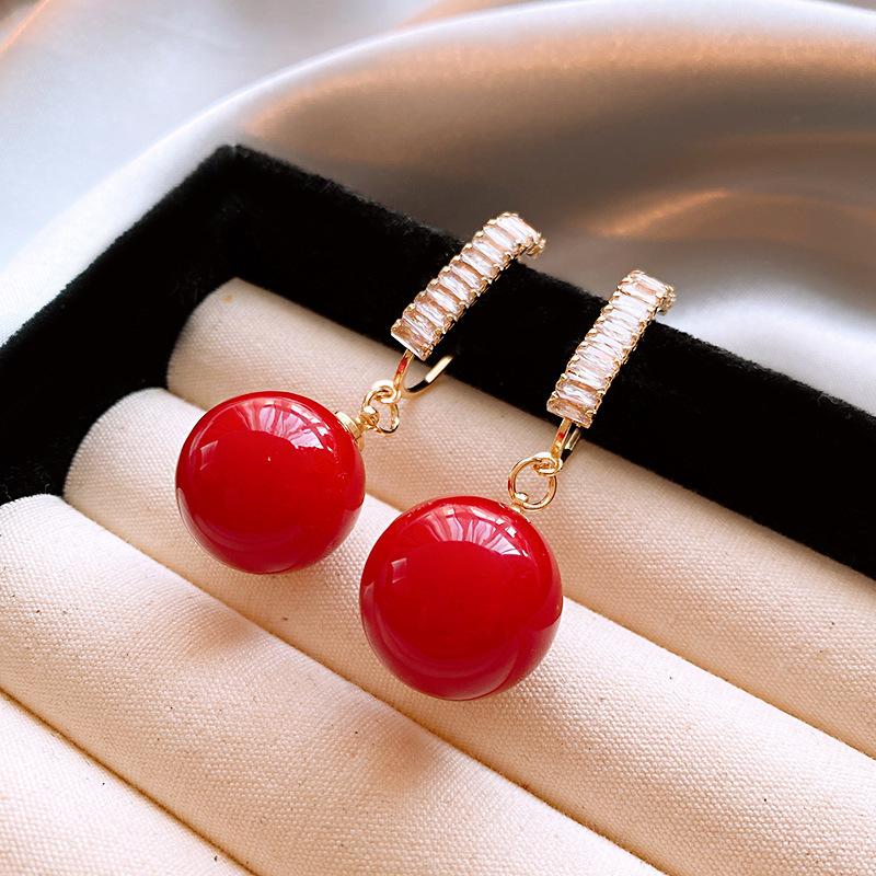 Red Love New Year's Earrings Women's Simple Festive Earrings Versatile Fashion Earrings