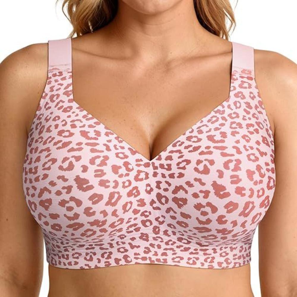 Women Soft Support Wireless Bra, Seamless Thin Style Jelly Bra Push Up Comfortable Brassiere for Large Bust