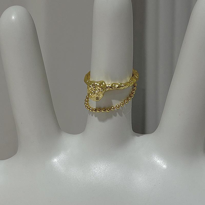 

Двухслойное плиссированное кольцо женское легкое роскошное нишевое дизайн Sense Ins Cold Wind Chain Tinfoil Texture Ring регулируемое