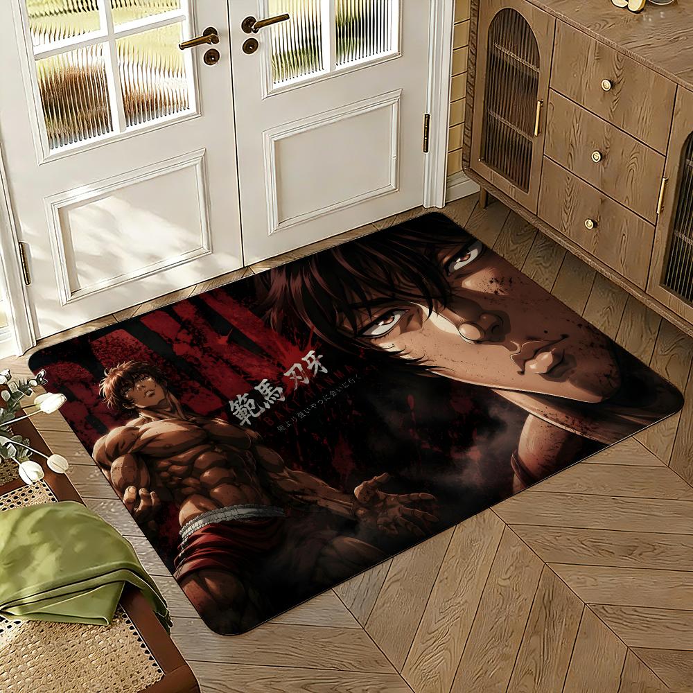 Baki the Grappler Floor Mat Soft Thickened Absorbent Non-Slip Bedroom Living Room Door Mat Home Decor Flannel Rugs