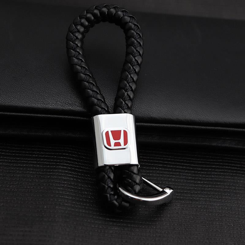 Buy 1PC Hand Woven Leather Car KeyChain Key Ring Detachable Metal ...