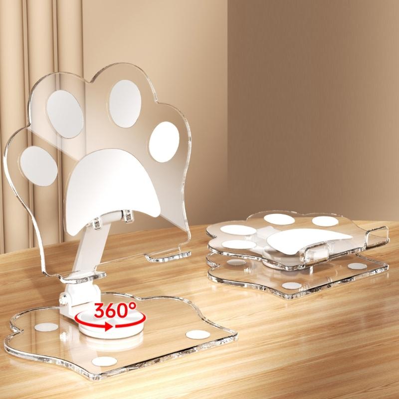 Strong Clear Phone Holder with Not  Slip  Pad Acrylic Desktop Mobile Phone Stand for Tablets Up To 12.9 Inches